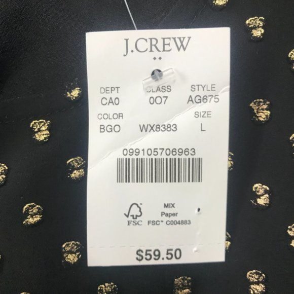 J.Crew Factory Sleeveless Top in Black/Gold Foil - Size Large - Picture 5 of 6